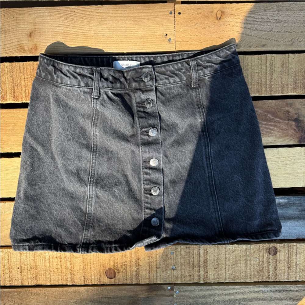 Forever 21 Charcoal Black Denim Skirt